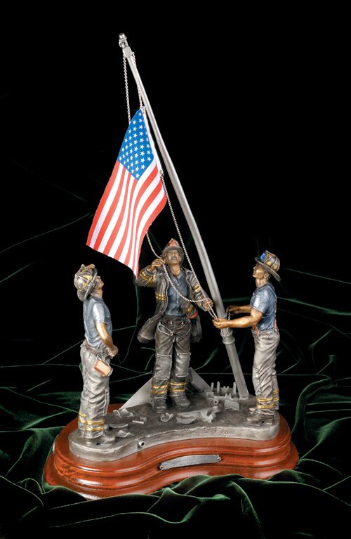 9 11 remembered mixed metal pewter hardwood base