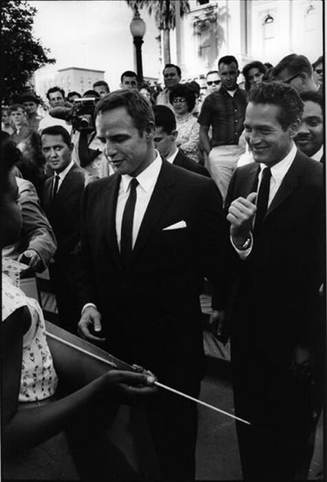 marlon brando and paul newman at a civil rights rally sacramento 1961