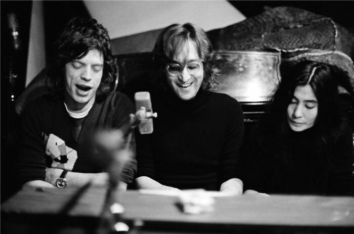 mick jagger john lennon and yoko ono by bob gruen nyc 1972