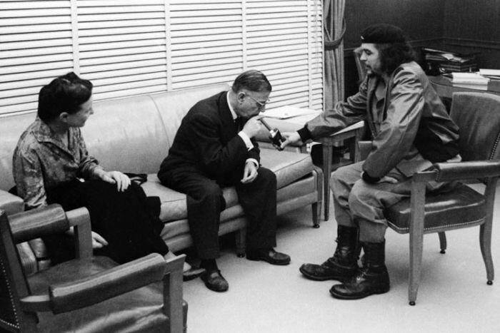 simone de beauvoir jean paul sartre and ernesto che guevara cuba 1960